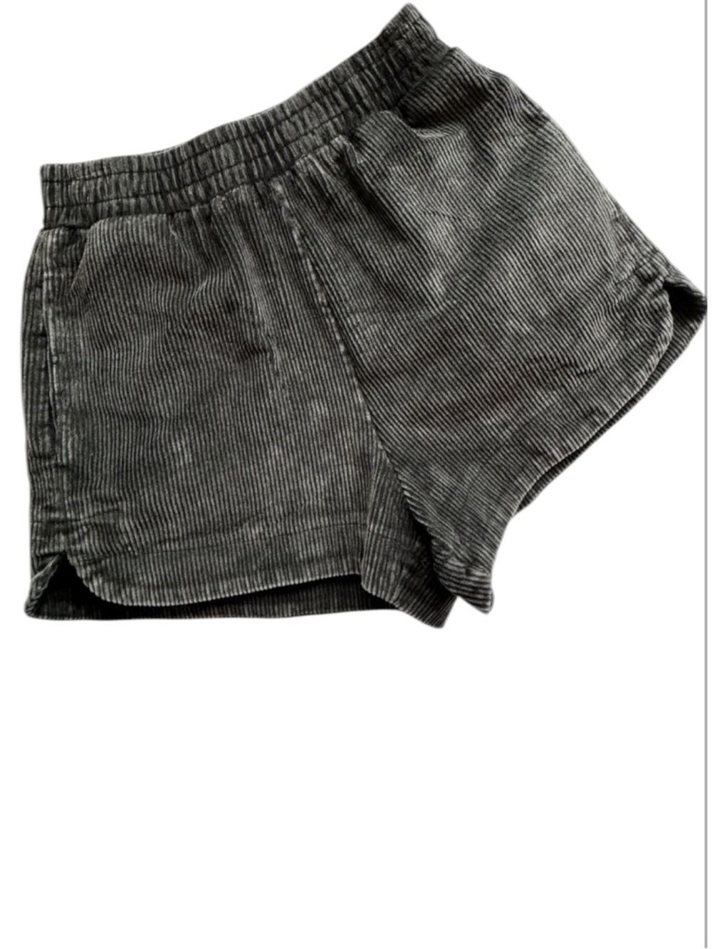 She + Sky High Rise Washed Corduroy Shorts in Black